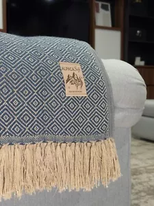 Alpaka Woll Decke Throw 200x140cm (Dunkel Blau) - Bild 1 von 3