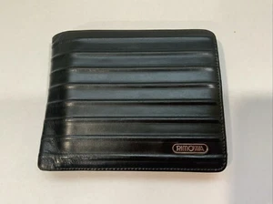 Cartera de cuero negra RIMOWA rara 4,5x3,5 pulgadas ranura de identificación 11 ¡tarjeta de crédito! - Imagen 1 de 17