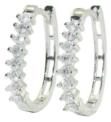 Lab Grown Diamond VS F 0.35Ct 10K White Yellow Rose Gold Hoop Earrings Prong Set - Image 1 of 4