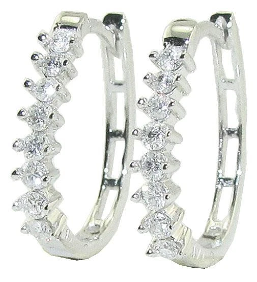 Lab Grown Diamond VS F 0.35Ct 10K White Yellow Rose Gold Hoop Earrings Prong Set - Image 1 of 4