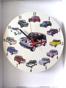19cm Round Vintage Mini Cars, Union Jack etc Wall Clock. New & Boxed - Picture 1 of 1