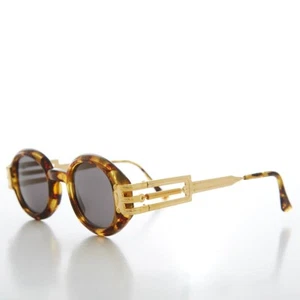 Industrial Oval 90s Vintage Sunglasses Tortoise / Gray Lens - Alavian - Picture 1 of 3