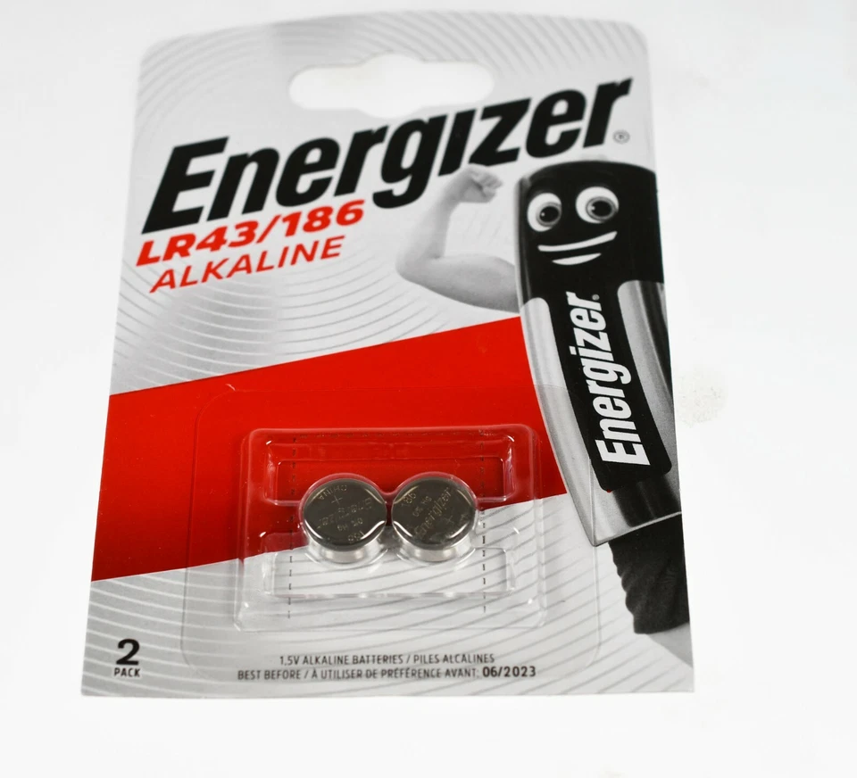 2 Batterien LR43 Energizer 186, R1142, AG12 1,5V Alkaline Knopfbatterie - Bild 1 von 1