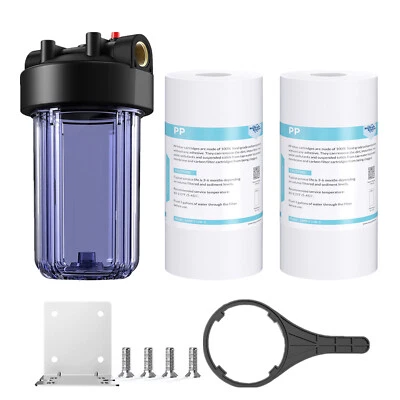 10 Inch Clear Whole House Water Filter Housing &2pcs Sediment Filtration System - Image 1 of 4