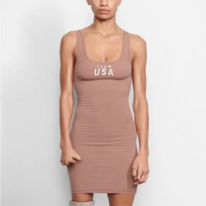 Skims Team USA Olympic Capsule Tank Ribbed Casual Dress in Sienna Size XL - Picture 1 of 14