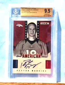 SSP 2012 ROOKIES & STARS AMERICAN HEROES AUTO PEYTON MANNING 5/10 BGS 9.5 POP 1 - Picture 1 of 2