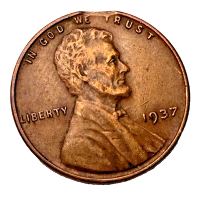 1937-P Lincoln Wheat Straight Clip Error ~ Higher Grade Circulated ~ N14 - Image 1 of 2