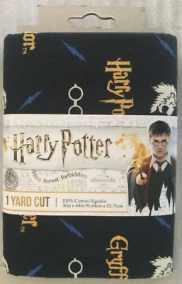 New Harry Potter Blk 1 Yard Cut 36 x 44” 100% Cotton Fabric Quilt Craft Sew - Image 1 of 4