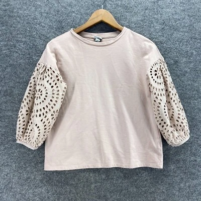 Top A New Day Niñas M Mediano Rosa Cuello Redondo Manga Larga Crochet Algodón Informal Foto 1 de 4