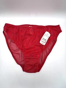 Vintage Y2K Red Sheer Lace Underwear Hi Cut Panties M Boudoir Sexy Valentines - Picture 1 of 11