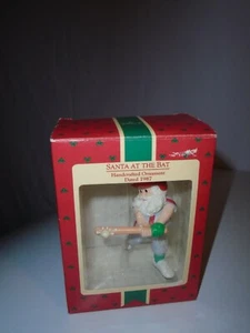  Hallmark Keepsake Handcrafted Ornament SANTA AT THE BAT Baseball 1987 in Box - Picture 1 of 4