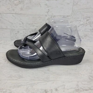 Sandalias Born Siene para mujer talla 10 de cuero negro sin cordones con cuña cómodas informales - Imagen 1 de 9