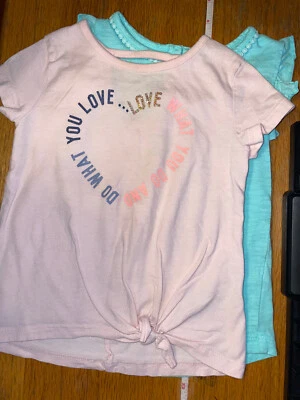 ^2 GIRLS SHIRTS   CARTER'S    size 3 T    pastel's pink & green  pre-owned - Image 1 of 4
