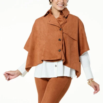 wynne layers Wynne Collection Faux Suede Poncho Trench-style - Size XXS  mocha - Image 1 of 4