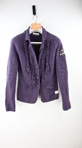 Odd Molly 100% cotton boucle knitted cardigan in aubergine size 2/UK10 - Picture 1 of 10