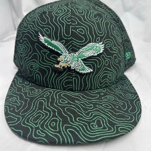 New Era Philadelphia Eagles Geometric Black Fitted Green Hat Size 7 3/4 - Picture 1 of 7