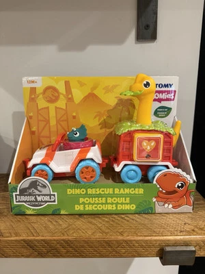 TOMY TOOMIES JURASSIC WORLD RAPTORS DINO RESCUE RANGER PUSH & GO NEW 12M+ - Image 1 of 2