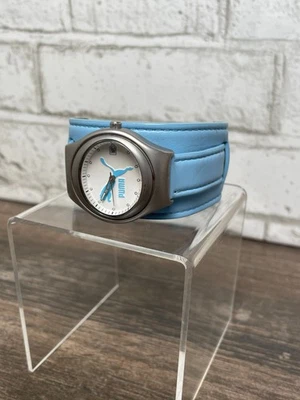 Ladies Blue Puma Oval Watch with Leather Band – Analog Quartz, Silver-Tone Case, - Image 1 of 4