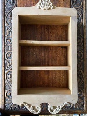 Expositor de pared colgante de madera vintage curiosidades campo francés triple abierto Foto 1 de 4