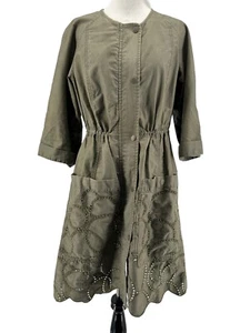 Hei Hei Anthropologie Women's Moss Green Scalloped Anorak Jacket Size XS - Picture 1 of 6