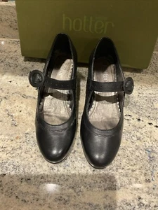 HOTTER CHARLESTON BLACK LEATHER Cutout Detail HEELs SHOES SIZE 4.5 Standard Used - Picture 1 of 24