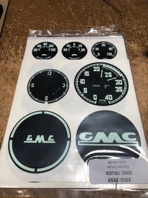 GMC GAUGE DECALS 1955 1956 1957 1958 1959  NEW SET - Image 1 of 1