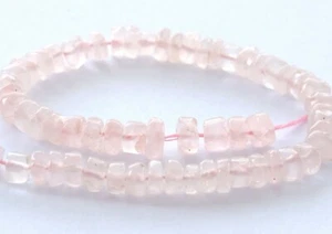HALF STRAND NATURAL ROSE QUARTZ HEISHI BEADS, 5 MM, GEMSTONE - Picture 1 of 3