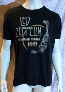 Camiseta De Colección Bootleg Led Zeppelin 1971 World Tour Negra Talla Grande Usada - Imagen 1 de 4