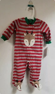 Carters Just One You Boys' Reindeer Microfleece Sleep N Play Footed Pajamas 3M - Picture 1 of 2