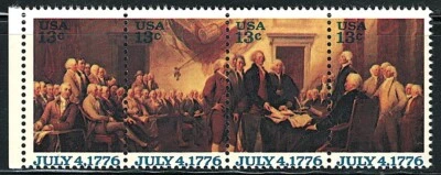 Mint US Strip of 4 Declaration of Independence Stamp,Scott# 1691-1694(MNH) - Image 1 of 2