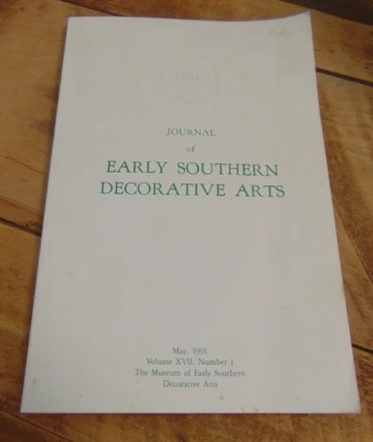 1991 Journal of Early Southern Decorative Arts MESDA Andrew Duche Sav Riv Potter - Image 1 of 4