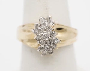 Women Diamond Ring. 14K Karat Yellow Gold. Size 7  - Picture 1 of 24