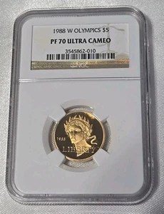 1988 W $5 OLYMPIC GOLD COMMEMORATIVE NGC PF70 ULTRA CAMEO - Picture 1 of 2