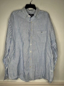Vineyard Vines Shirt Mens XL Striped Linen Classic Fit Tucker Button Down Logo - Picture 1 of 4