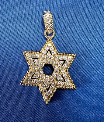 Judith Ripka Circonita cúbica 14k Revestido Estrella de David Potenciador Plata de Ley.925 - NUEVO Foto 1 de 4