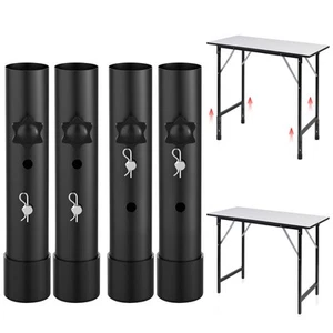 4 Pack Black Folding Table Leg Extenders Heavy Duty Carbon Steel Adjustable H... - Picture 1 of 7