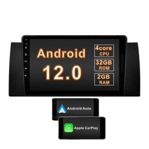 Android 12 9" Autoradio Head Unit Radio CarPlay Sat Nav für BMW E39 X5 E53 M5 - Bild 1 von 12