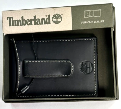 TIMBERLAND/ BLACK / Genuine QUALITY Leather Flip CLIP  w/Gift Box Reg $42 - Image 1 of 4