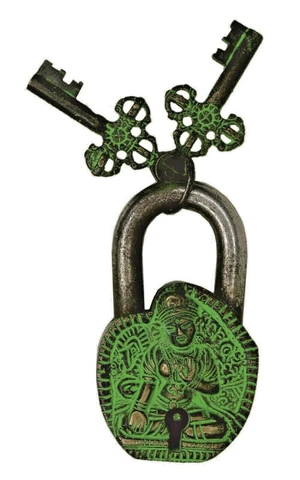 Tibetan Deity Tara Design Padlock Antique Vintage Style Handmade Brass Door Lock Cover