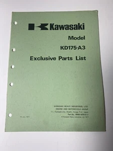 KD175 A3 Parts List Catalogue Manual Kawasaki “Rare” - Picture 1 of 4