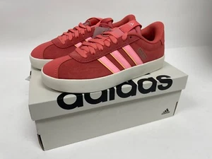 Adidas Women’s VL Court 3.0 Skateboard Shoes SIZE 8 Scarlet/Pink/Almost Yellow - Picture 1 of 6
