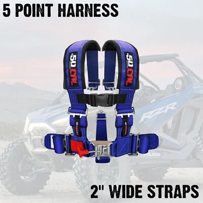 5 Point Harness 2" Wide Youth Fit Polaris RZR RS1 900 Turbo S PRO R XP 1000 BLUE - Image 1 of 4