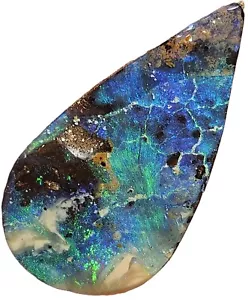 Polished Boulder Opal From Winton Blue Green 42 Carat Lapidary Australian Opal - Picture 1 of 13