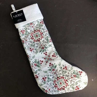 Ralph Lauren Juniper Berries 22” Christmas Stocking Winter Holiday Pine SILVER - Image 1 of 4