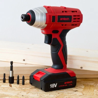 Taladro controlador de impacto Amtech 18V 1/4"" taladro inalámbrico con estuche carga rápida LED Foto 1 de 4