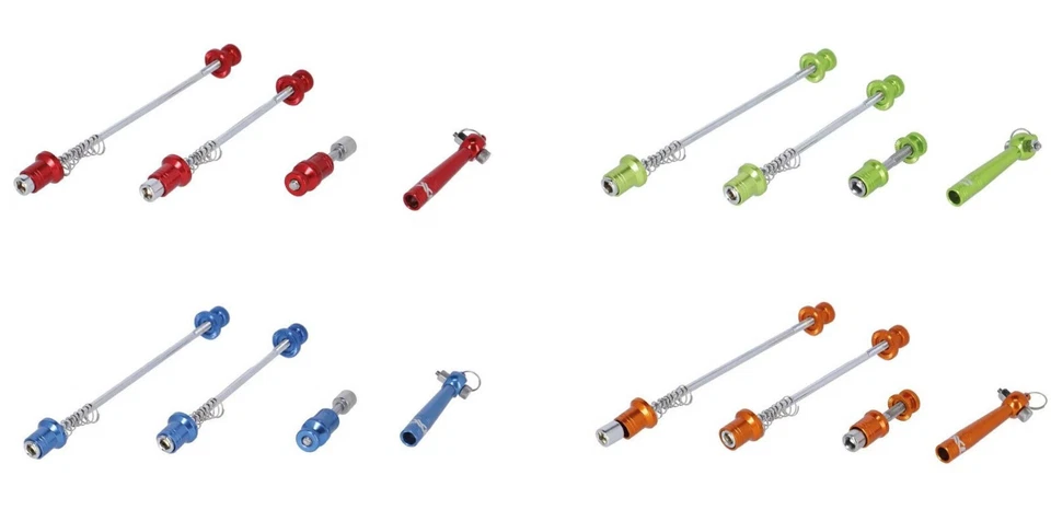 XLC Fahrrad Schnellspannachse Sicherheits Schnellspanner Set , rot, Blau, Grün - Bild 1 von 1