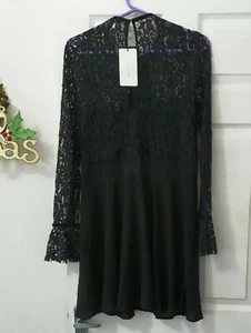 Schöne Damen-Damen-Spitzenkleid schwarz Going Out UK Größe M von Zara UVP £39 - Bild 1 von 12