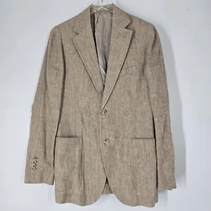 Massimo Dutti Men's Beige Extra Fine Linen Blazer Size US 38 IT 48 - Picture 1 of 13