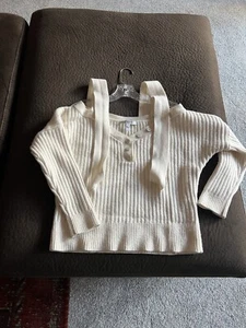 Derek Lam Ivory Cold Shoulder Ribbed Sweater Large - Picture 1 of 4