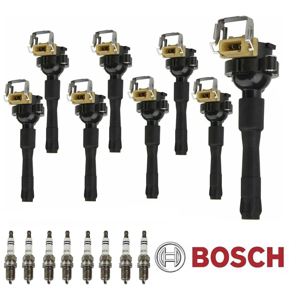 Bobina de encendido BOSCH para BMW 525i 530i 540i 8 piezas y bujías de itrio juego de 8 piezas Foto 1 de 4